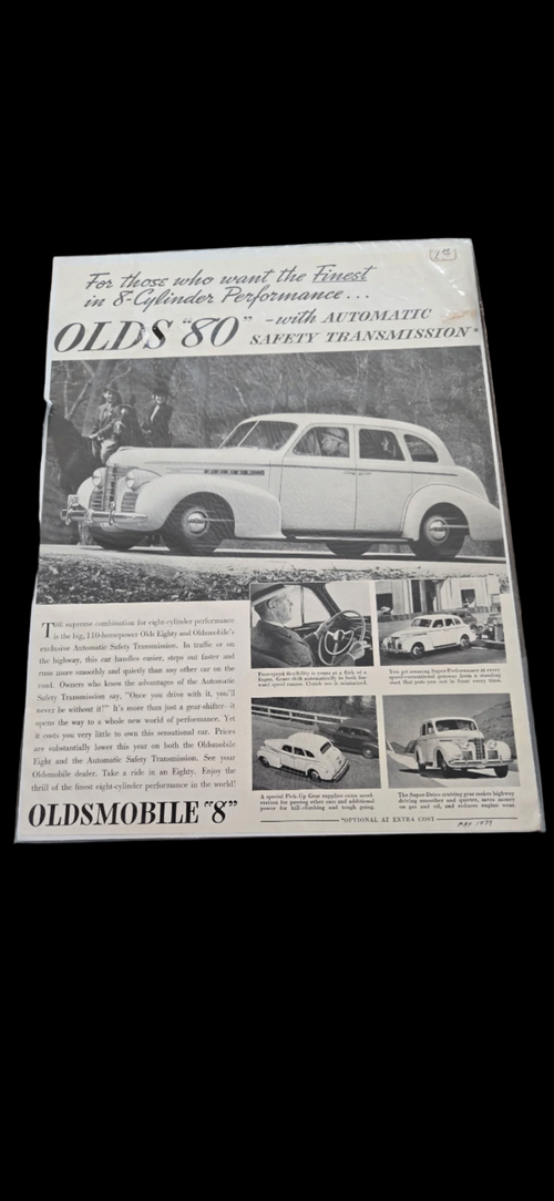 1939 Ad Oldsmobile 80 Olds Sedan Automobile